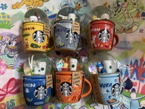 Starbucks Japan Schneekugel Becher Hokkaido Tokyo Kyoto Osaka Fukuoka Okinawa Set - Bild 1 von 2