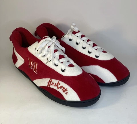 Nebraska Corn Huskers Men's Slip-on Rubber Sole Molded Slippers w/ Laces (10-12) Cover