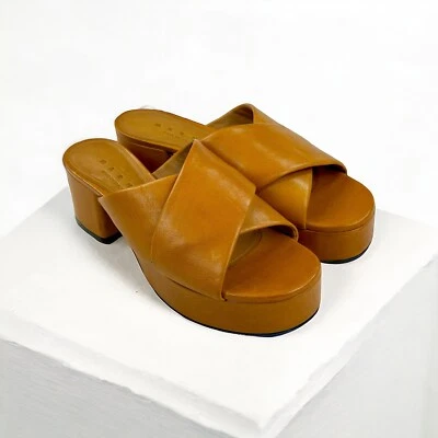 Sandalias de tacón cruzado MARNI piel de becerro MUJERES marrón - 36 EU, 6 US Foto 1 de 4