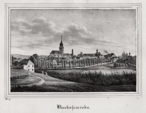 Bischofswerda. Gesamtansicht. Lithographie aus Saxonia um 1840 - Picture 1 of 1
