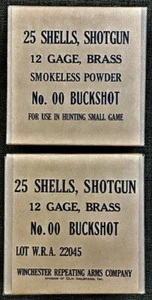 WINCHESTER 25 ROUND 12 GAGE BRASS "00" BUCK WWII NEW REPLICA AMMO BOXES - Picture 1 of 11