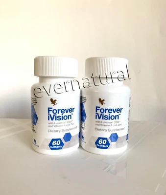 NEW FORMULA! 2 bottles Forever iVision (60 softgels) a complete eye supplement - Image 1 of 3