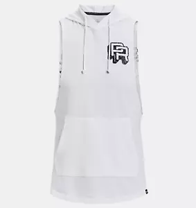 Under Armour Men's Project Rock Training tank Hoodie 2XL loose fit white NWT - Picture 1 of 5