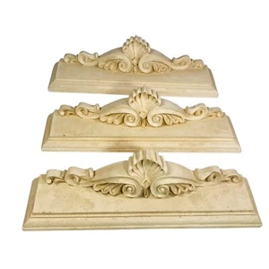 Ornate Over the Door Picture Wall Topper Beige Color - Set of 3 - Scroll Shell - Picture 1 of 10
