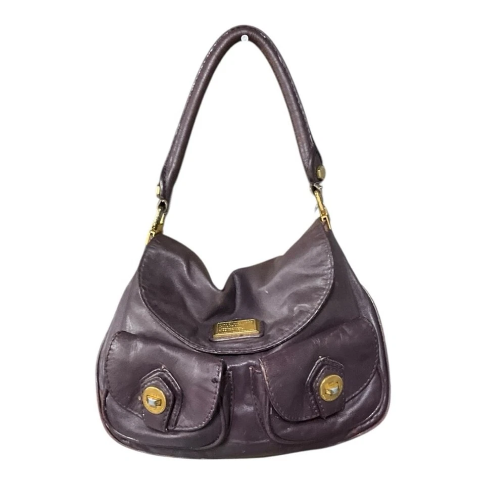 Marc by Marc Jacobs Lil Riz Hobo Bag Brown Leather Gold Turnlock  Y2K Purse - Image 1 of 4