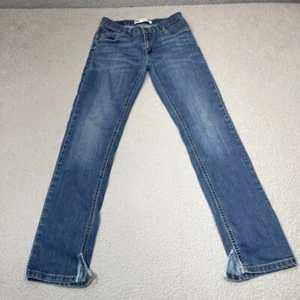Levis Jeans Boys 28x30 Regular Blue 511 Slim Stretch Whiskers Cut Hems Casual 16 - Picture 1 of 24