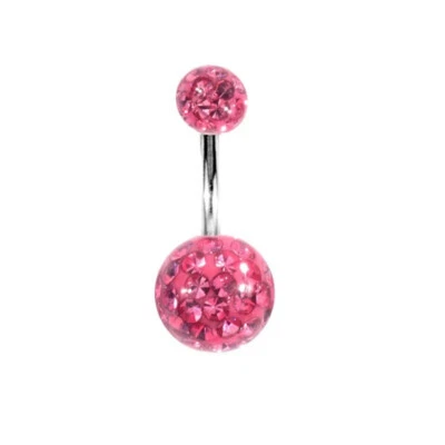 2pc Coated Crystal Navel Ring 10mm Bar Curved Barbell Belly Button Body Piercing - Image 1 of 4