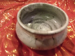 Vintage Small Studio Art Bowl Pottery Hand Thrown Small Round Drip Glaze Gray - Picture 1 of 4
