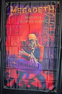 MEGADETH Peace Sells Fabric Flag Banner 150cm x 90cm heavy metal - Foto 1 di 1