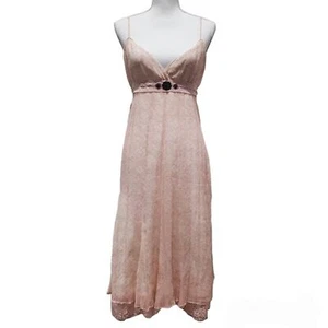 GIANNI BINI Silk Midi Dress with Lace Details Light Pink Sz. 8 - Picture 1 of 12