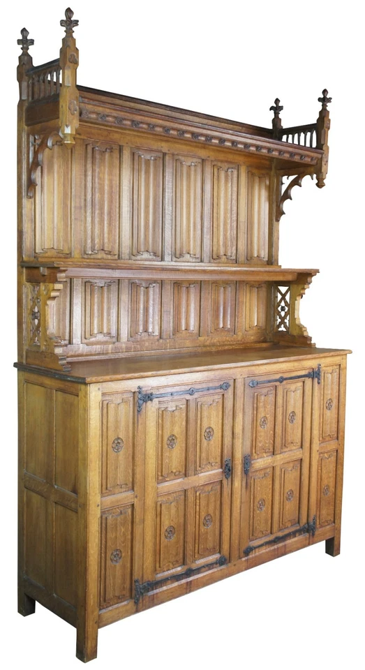 Antiguo aparador de bar vaisselier renacimiento gótico francés armario de lino plegable Foto 1 de 4