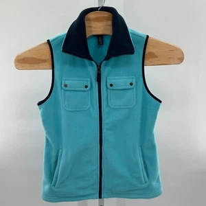 Chaps Fleece Vest Full Zip Pockets Sleeveless Turquoise Blue Womens M - Picture 1 of 12