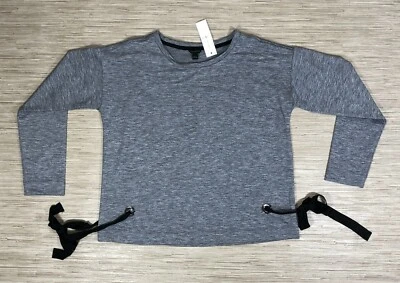 Suéter Ann Taylor gris pedernal jaspeado con corbata lateral para mujer pequeño manga larga Foto 1 de 4