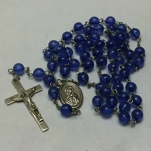 Vintage Religious Rosary Blue Beads - Picture 1 of 11