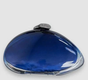 Benedetta Bruzziches Women's Blue Ariel Clear Silk Plexiglass Clutch Bag - Picture 1 of 8