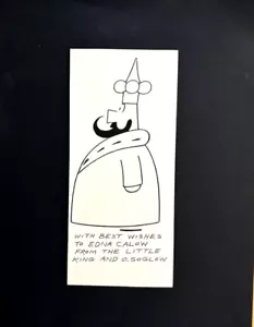 BOCETO DEL PEQUEÑO REY FIRMADO Y DIBUJADO A MANO POR O.SOGLOW 4 X 9 CARTÓN - Imagen 1 de 5