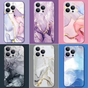 For iPhone 17 Pro Max 16 15 14 13 12 Shockproof Marble Silicone Slim Case Cover - Picture 1 of 22