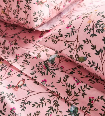 Anthropologie Priyanka Standard Pillow Shams Set 2 New Blush Birds in Trees Bed - Image 1 of 2