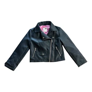 Girls Size 6 Motorcycle Jacket Black Pink Liner - Picture 1 of 5