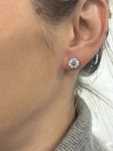 14K White Gold 2.20ctw Diamond Stud Earrings - Picture 1 of 4