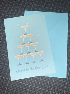 Hallmark New Year Card: Wine Cheers To The Wonderful Fresh Start & Happy Hearts - Picture 1 of 6