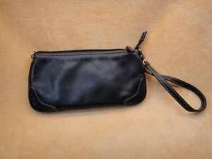 Mila PAOLI Genuine Leather Wristlet / Small Bag Clutch - Black - Silver Tone HW - Picture 1 of 11