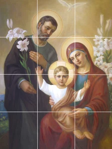 Blessed Holy family St. Joseph virgin Mary Jesus ceramic tile mural backsplash - Picture 1 of 8