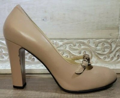 ATWA Collection Handmade Tan Leather Block Heels Women's size 9.5  - Image 1 of 4