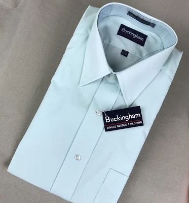  Buckingham True Vintage Azul Pálido Verde Retro Botón Mod 15.5 32/33 Med Foto 1 de 4