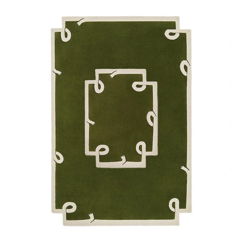 Tapete de área moderno liso para quarto cor sólida tapete de lã verde escuro para viver - Imagem 1 de 4