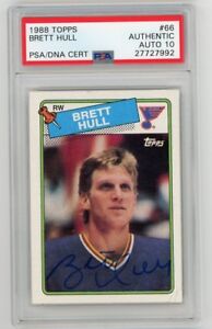 Brett Hull 1988 Topps Autograph Auto Hockey Card #66 - PSA/DNA 10