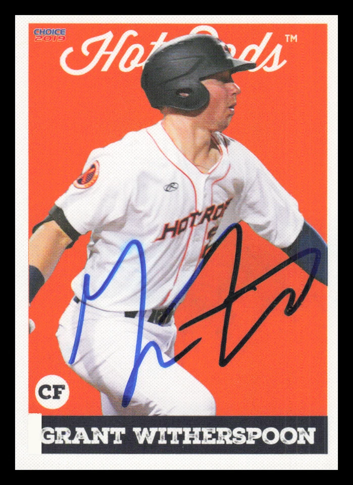 2019 Bowling Green Hot Rods GRANT WITHERSPOON Signed Card autograph auto RAYS - Image 1 of 1