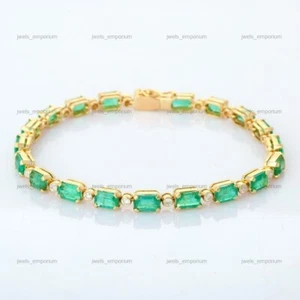 Pulsera tenis aniversario esmeralda natural plata de ley 925 - Imagen 1 de 8