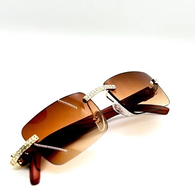 Hombres Gafas de sol Diseñador Cuadrado Diamante Moda Estilo Gafas Retro Modelo Clásico Foto 1 de 4