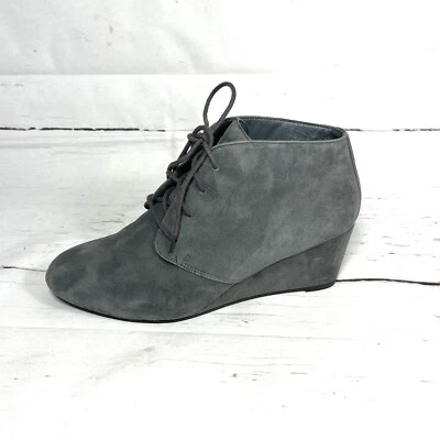 Botas Vionic Becca para mujer talla 8 gris cuña tobillo cordones gamuza Foto 1 de 4