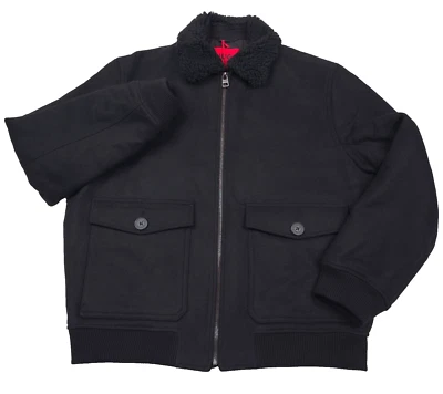 $545 HUGO BOSS Black Bavi Aviator Fleece Collar Jacket Mens Size XL - Image 1 of 4
