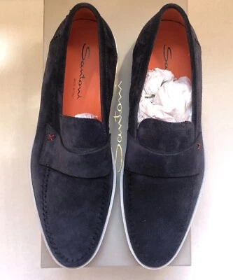 ✨ NUEVO con Caja Santoni HOMBRE’s Talla 9 BANKER Azul Marino Gamuza Mocasines Zapatos (Reino Unido 8) ✨ Foto 1 de 4