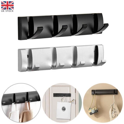 Metal Hook Minimalist Rack Coat Folding Hidden Hook Hanging Storage Wall Mounted - Image 1 of 4