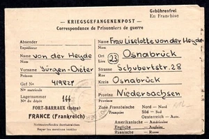 FRANCE NETHERLAND 1947 POW DUTCH PRISONER OF WAR COVER FROM FORT BARRAUX - Picture 1 of 3
