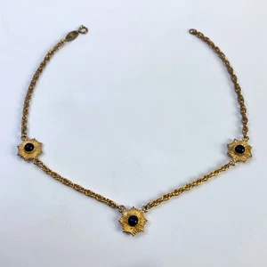 CHANEL Coco mark gripoa color stone necklace 1984 gold blue 38cm - Picture 1 of 11