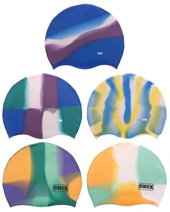 CHEX 100% Silicona Abstracto 8+ Años Junior Senior Gorra de Natación Fuerte Sombrero de Nadar - Imagen 1 de 6