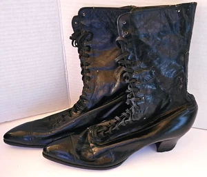 Vintage Stiefel Gr.7 W Signafye Regal Boot Shops Leder High Top 20er Victorian - Bild 1 von 20