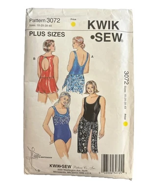 Women's Swimsuit, Skirt, Sarong Wrap Pattern Plus Size 1X-4X Kwik Sew 3072 UNCUT - Image 1 of 4