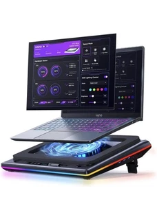 Laptop Cooling Pad, Intelligente Softwaresteuerung, RGB Gaming Laptop Lüfter Kühler  - Bild 1 von 8