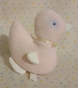 Juguete de peluche vintage rosa pastel pato pollito pájaro felpa peluche 4" LEER - Imagen 1 de 6