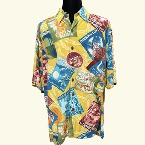 Kahala Aloha Shirt Size Medium Vintage Record Album Print Hawaii Music Hula - Picture 1 of 4