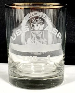 USS Wasp LHD-1 Etch Anfibious Assault Ship Navy Marine Whisky Rocks VETRO 4" EX - Foto 1 di 9