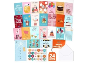Happy Birthday Cards Bulk, 24 Pack, 4x6 Inches with Envelopes & Box Bulk Freinds - Picture 1 of 5