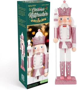 Figura Soldado Cascanueces Rosa 31 cm Madera Muñeca Navidad Adorno Regalo Vacacional - Imagen 1 de 4