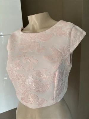 Coast Alexus Sequin Cropped V Back Top Blush Colour Size 12 New With Tags - Image 1 of 4